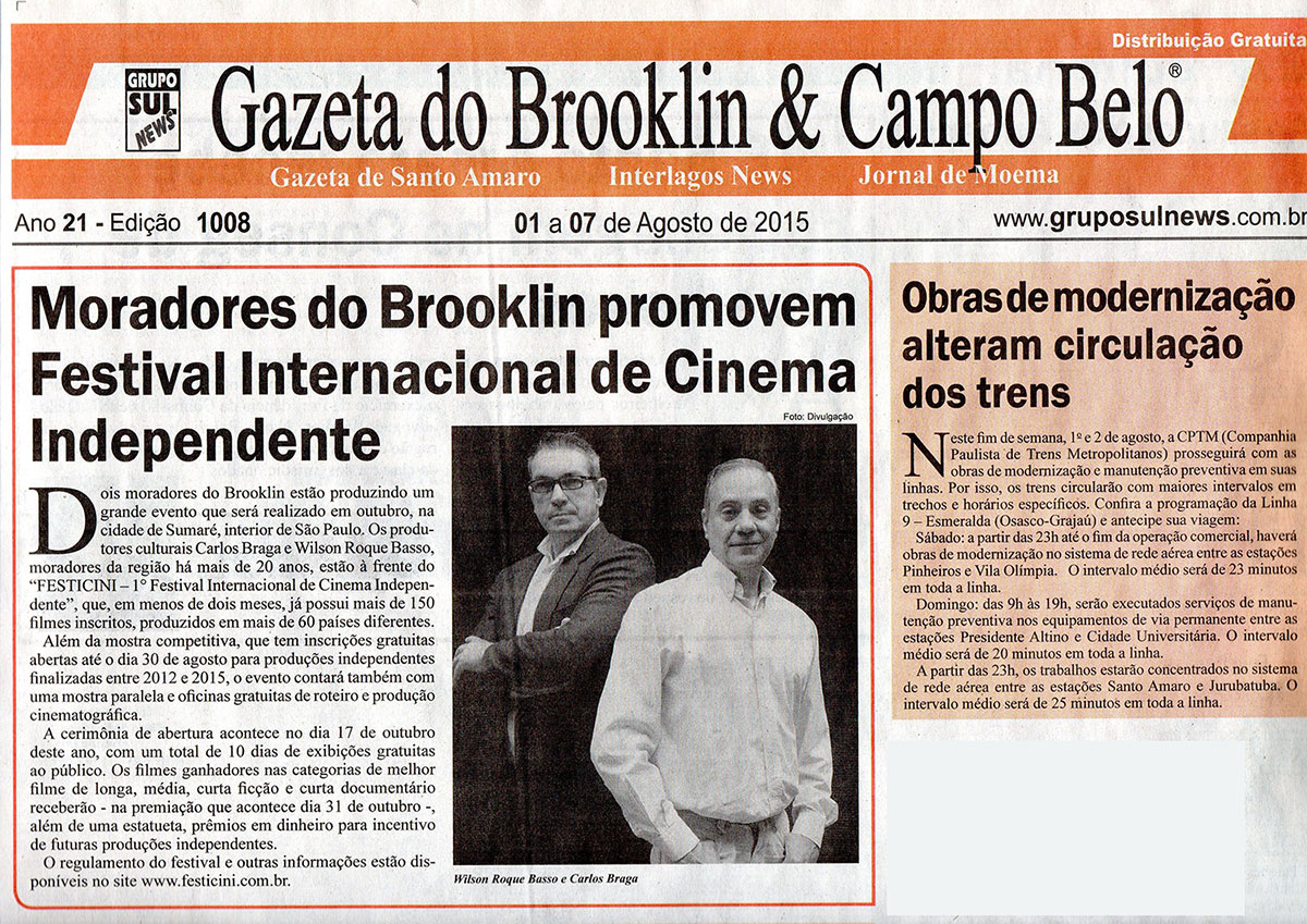 Moradores do Brooklin promovem Festival Internacional de Cinema Independente