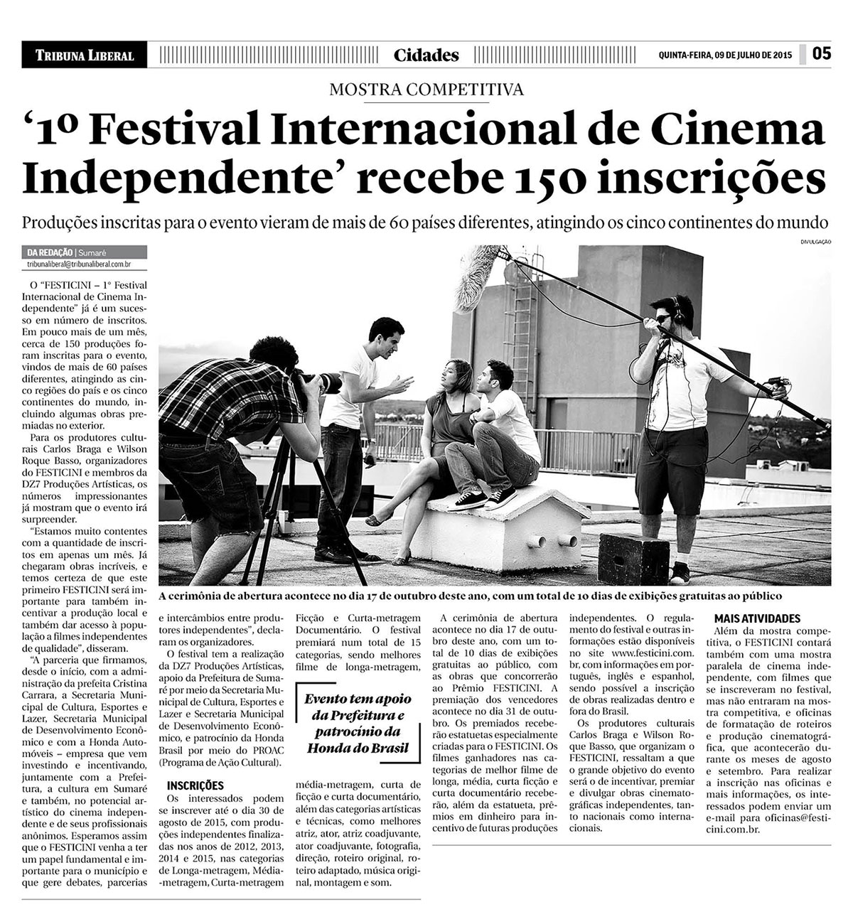 1º Festival Internacional de Cinema Independente recebe mais de 150 inscrições